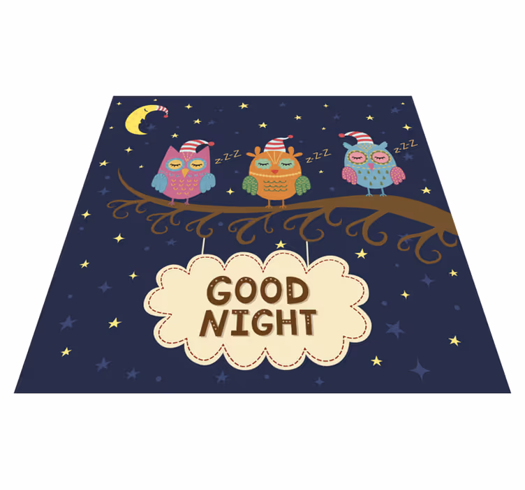 Slapende uilen trio dieren vinyl tapijt - TenStickers