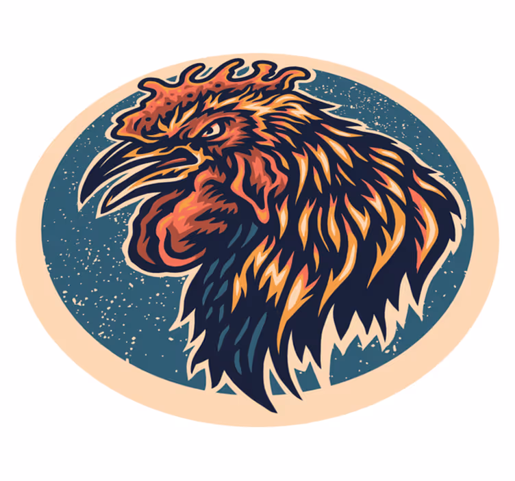 Illustratie van een hanenkop vinyl tapijt tiener - TenStickers