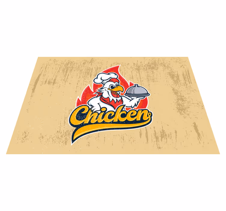 Vrolijk kippenlogo vinyl vloerkleed keuken - TenStickers