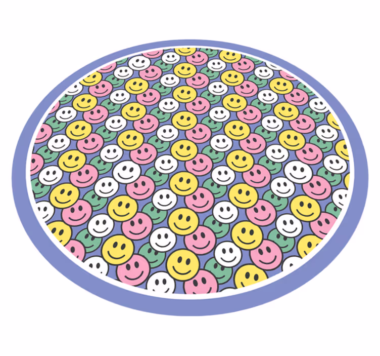 Vrolijke smileygezichten vinyl tapijt voor meer kinderen - TenStickers