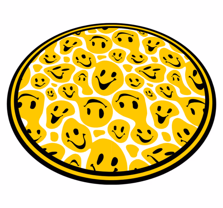 Verzameling blije gezichten vinyl vloerkleed rond - TenStickers