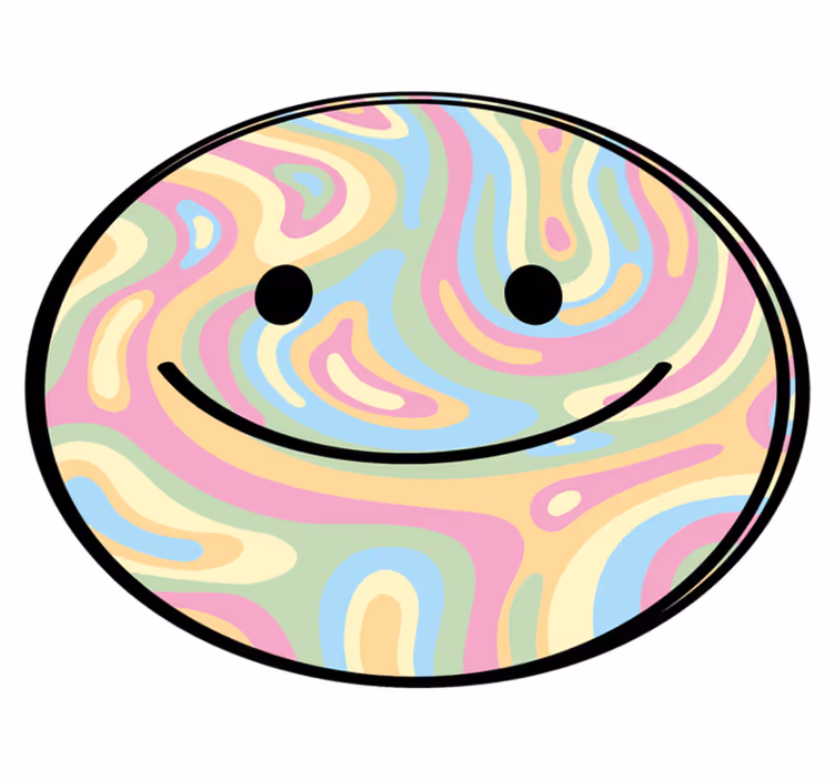 Gelukkige glimlachcirkel vinyl tapijt tiener - TenStickers