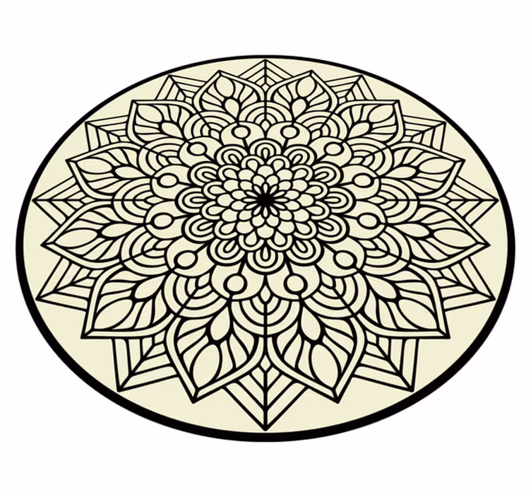 Sierlijk botanisch embleem vinyl tapijt mandala - TenStickers
