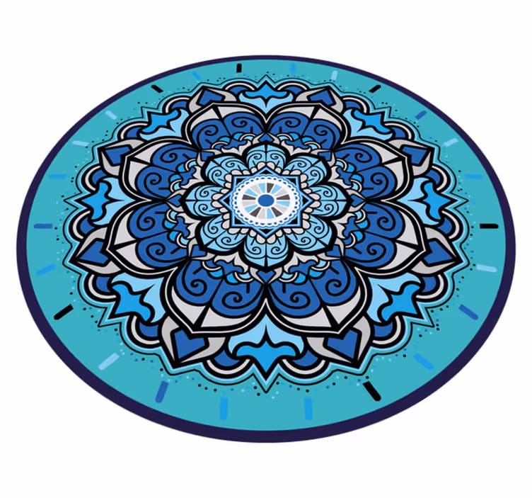Ingewikkelde blauwe mandala vinyl vloerkleed rond - TenStickers