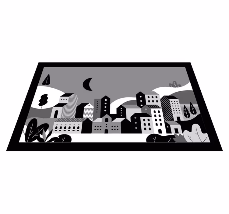 Stadsgezicht zwart-wit vinyl tapijt modern - TenStickers