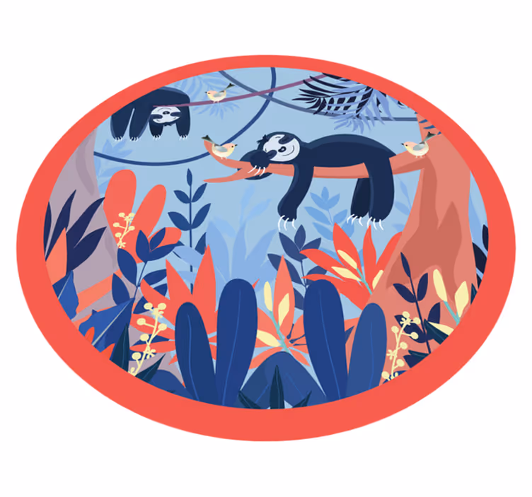 Luiaard jungle scène vinyl tapijt dierenprint - TenStickers