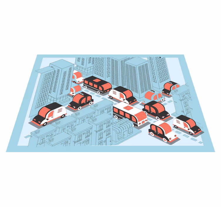 Stadsverkeersscène vinyl tapijt snelweg - TenStickers