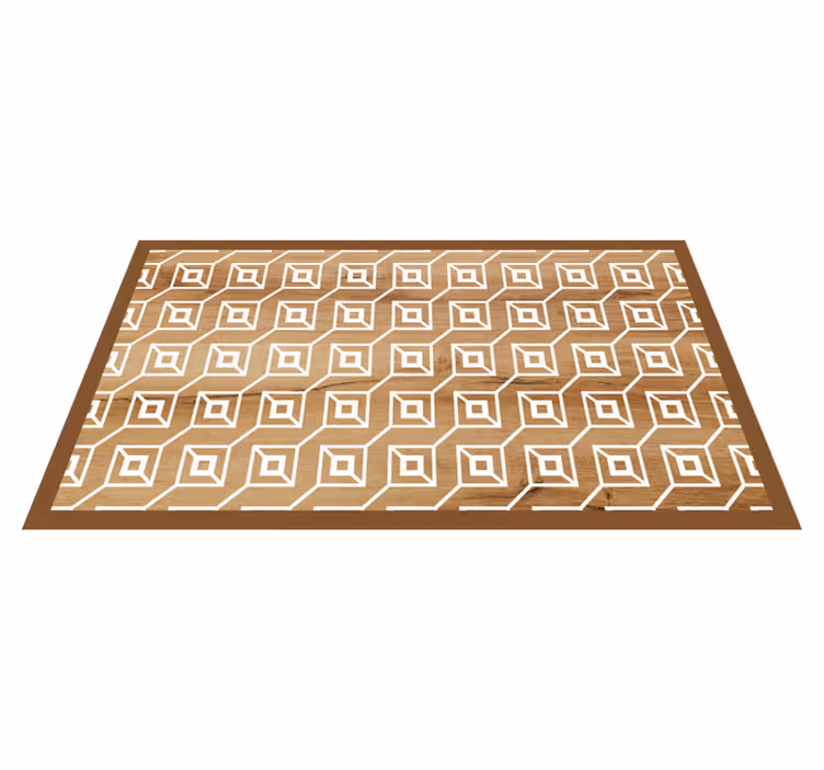 Geometrische motieven vinyl tapijt met houtstructuur - TenStickers