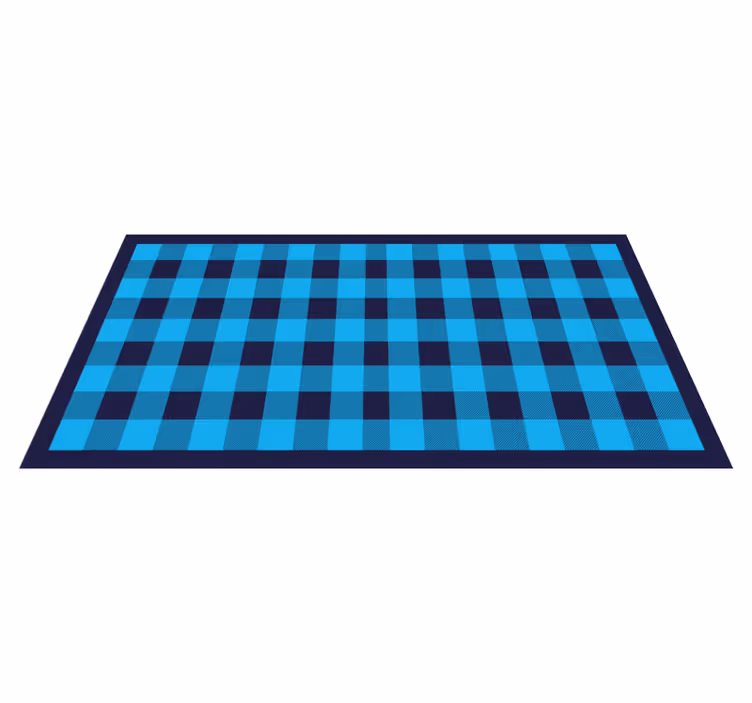 Azuurblauw geruit motief vinyl tapijt geometrisch - TenStickers