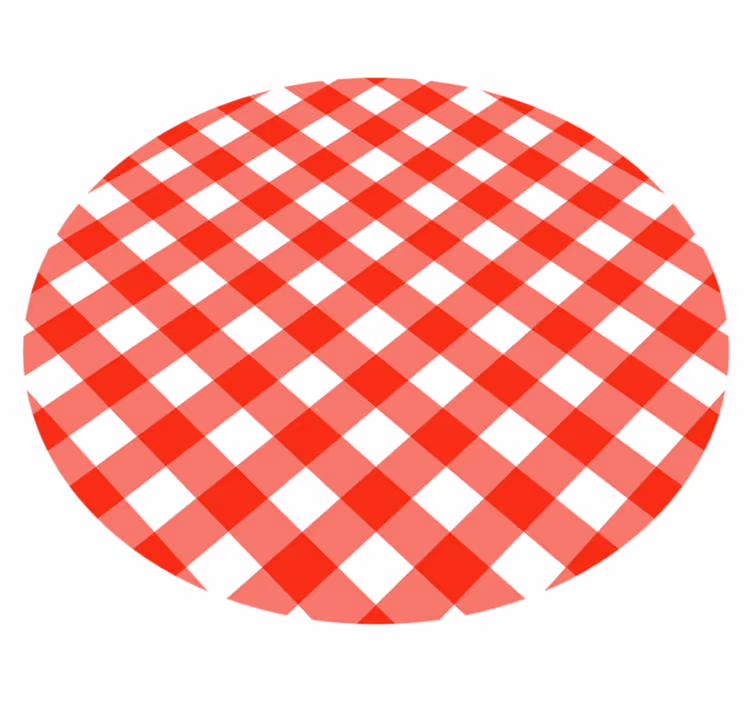 Rood ruitjespatroon vinyl vloerkleed rond - TenStickers