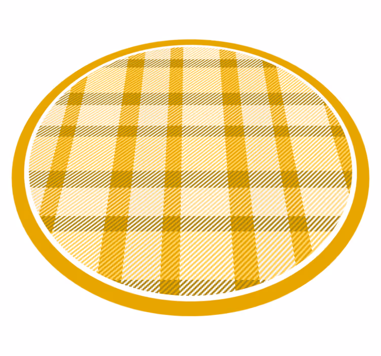 Gele ruitprint vinyl vloerkleed rond - TenStickers