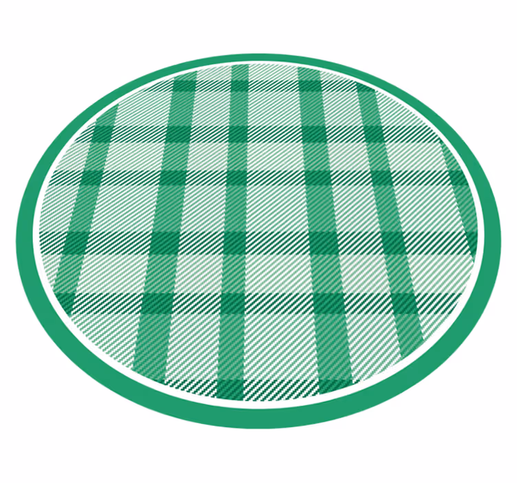 Groen ruitpatroon vinyl vloerkleed rond - TenStickers