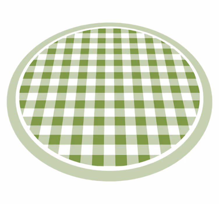Groen geruit motief vinyl vloerkleed rond - TenStickers
