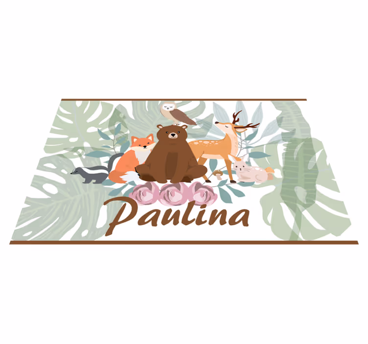 Dierenjungle vinyl tapijt met naam - TenStickers