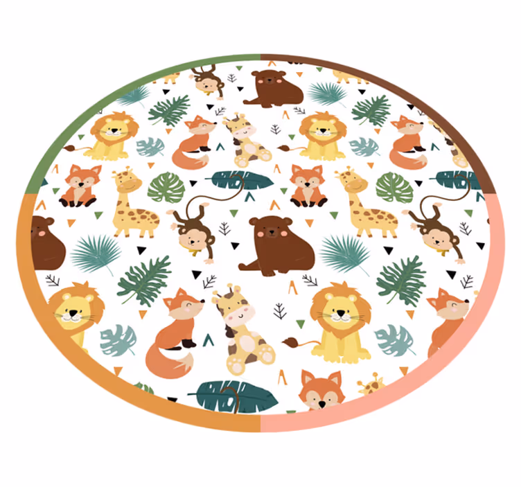 Kleurrijke junglevrienden dieren vinyl tapijt - TenStickers
