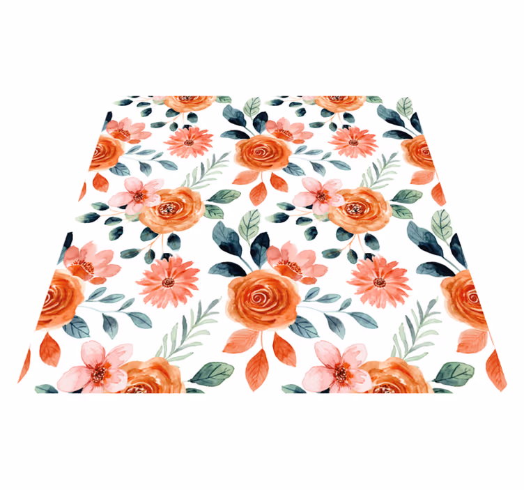 Vinyl tapijt bloemen en planten bloeiende verwennerij - TenStickers
