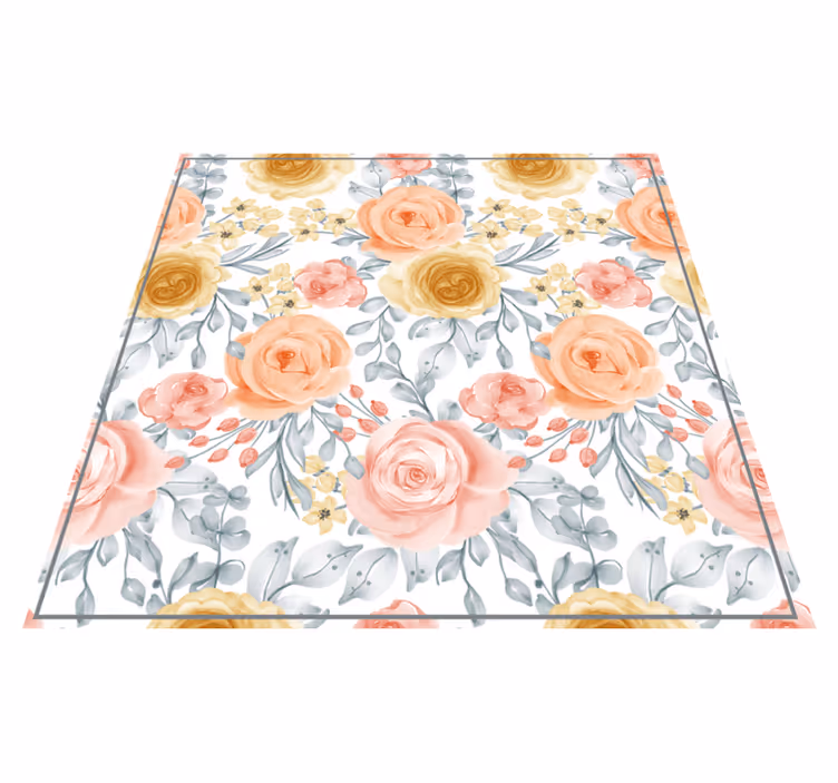 Vinyl tapijt bloemen en planten roze bloemen schaduw - TenStickers