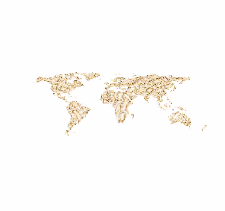Gouden kaart omtrek vinyl tapijt wereldkaart - TenStickers