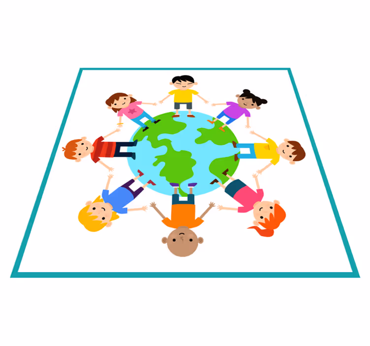 Wereld hand in hand vinyl tapijt voor meer kinderen - TenStickers