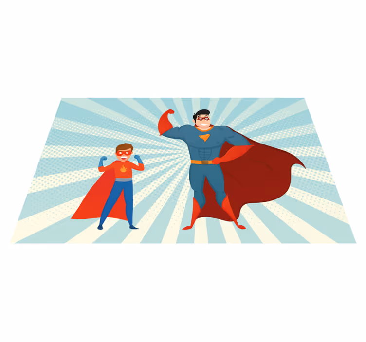 Superheldenduo vinyl tapijt voor meer kinderen - TenStickers