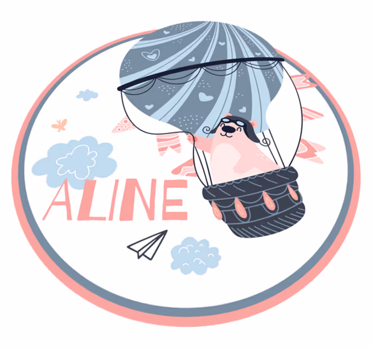 Heteluchtballon vinyl tapijt met naam - TenStickers