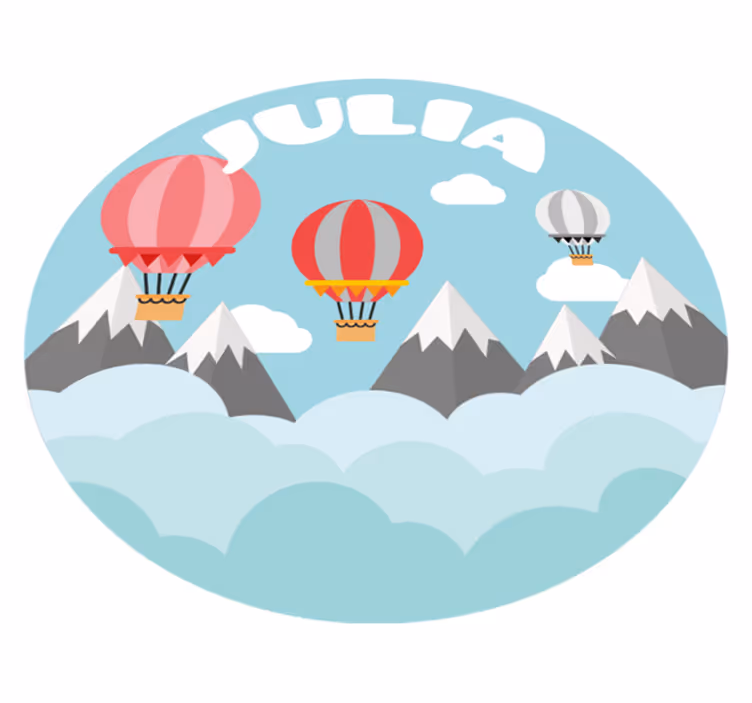 Bergen en ballonnen met naam vinyl tapijt voor meer kinderen - TenStickers
