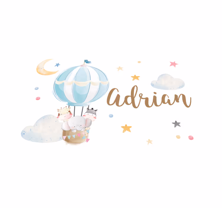 Luchtballon met naam vinyl tapijt voor meer kinderen - TenStickers