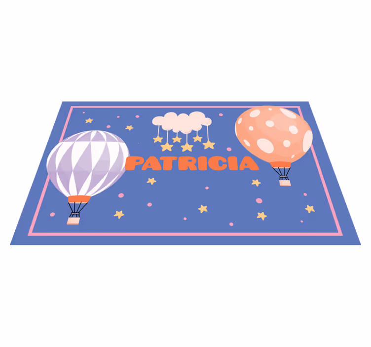 Ballonvaartavonturen vinyl tapijt met naam - TenStickers