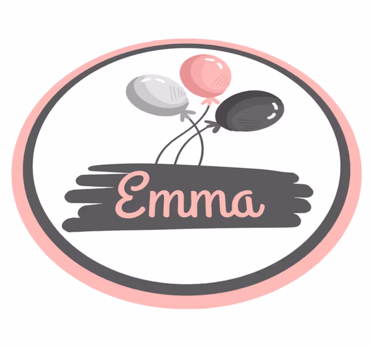 Gepersonaliseerd ballonthema vinyl tapijt met naam - TenStickers
