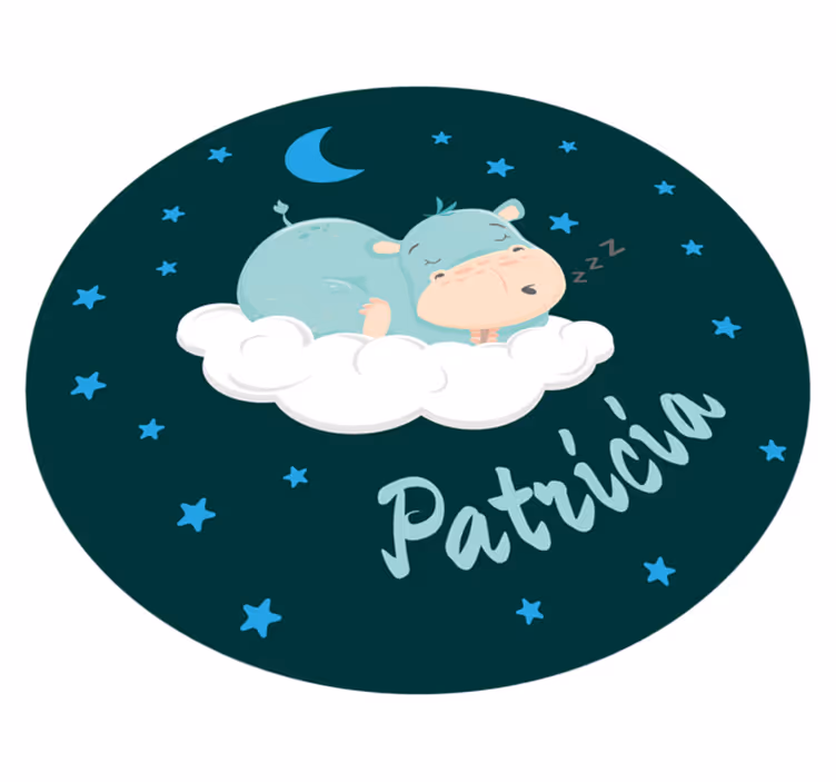 Slapende nijlpaard met naam vinyl tapijt baby - TenStickers