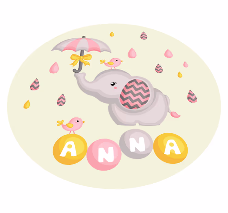 Schattig olifantenontwerp vinyl tapijt met naam - TenStickers