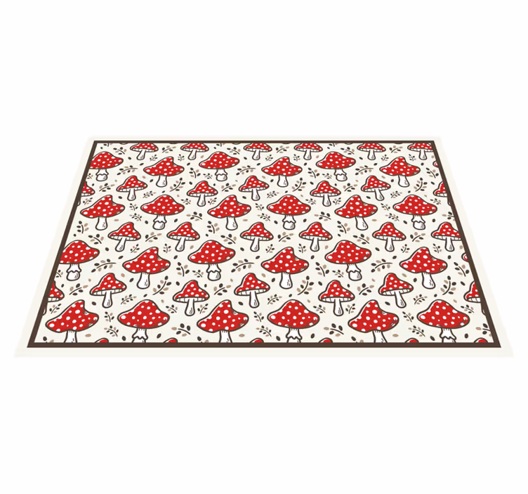 Speels paddenstoelenmotief vinyl tapijt natuur - TenStickers