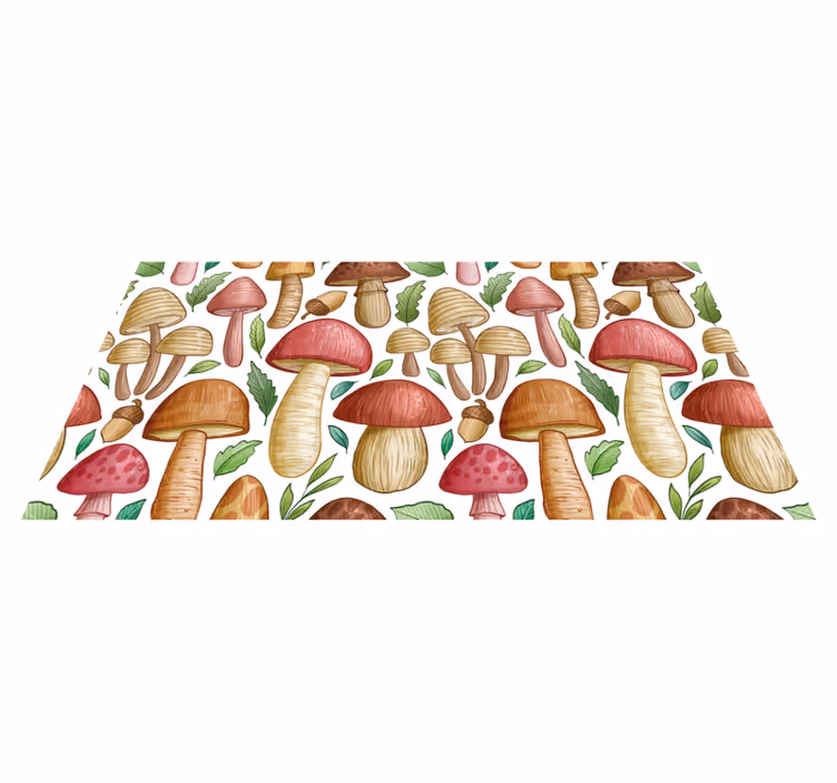 Speelse paddenstoelensoort vinyl tapijt natuur - TenStickers