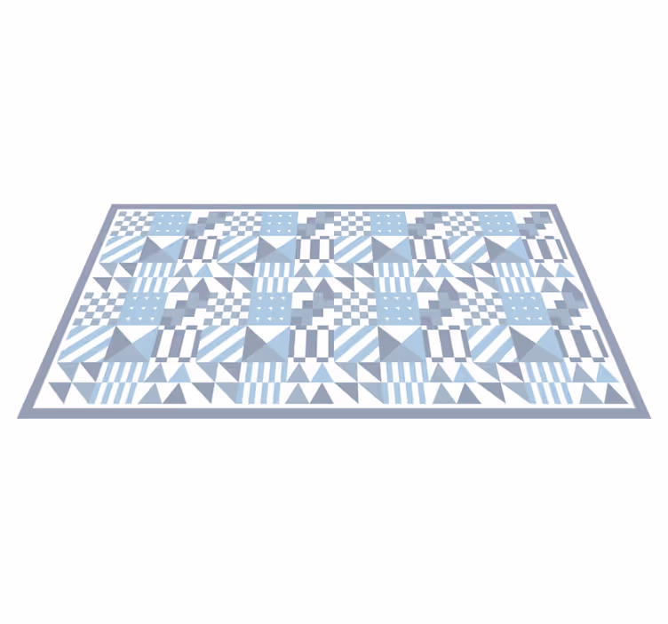 Blauwe geometrische patronen vinyl tapijt tegels - TenStickers