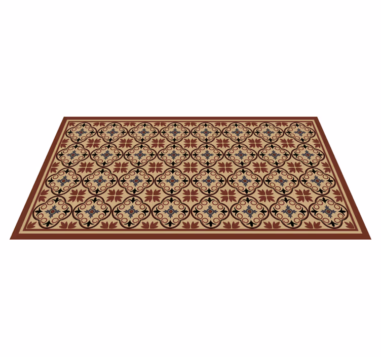 Geometrische bloemenelementen vinyl tapijt mozaïek - TenStickers