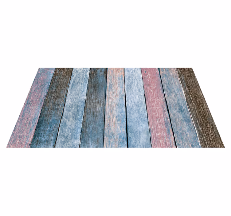 Blauwe en roze planken vinyl tapijt met houtstructuur - TenStickers