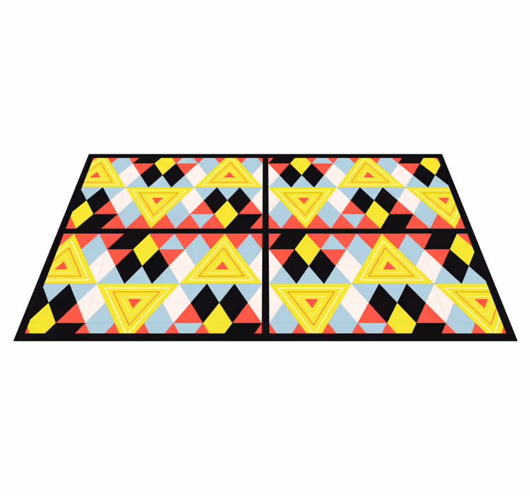 Levendige driehoeken vinyl tapijt geometrisch - TenStickers