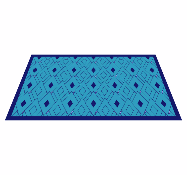 Blauwe diamantelementen vinyl tapijt geometrisch - TenStickers