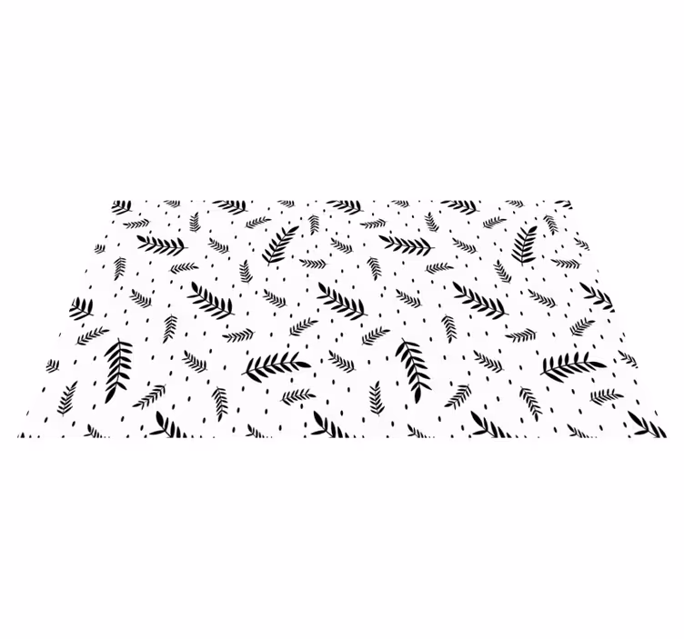 Zwart bladerenpatroon vinyl tapijt natuur - TenStickers