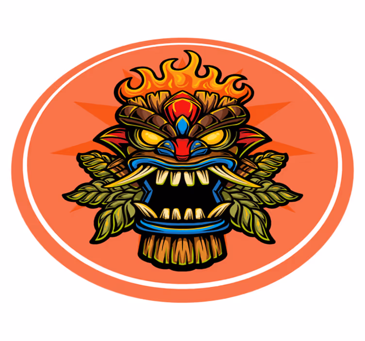 Tiki-masker vinyl tapijt tiener - TenStickers