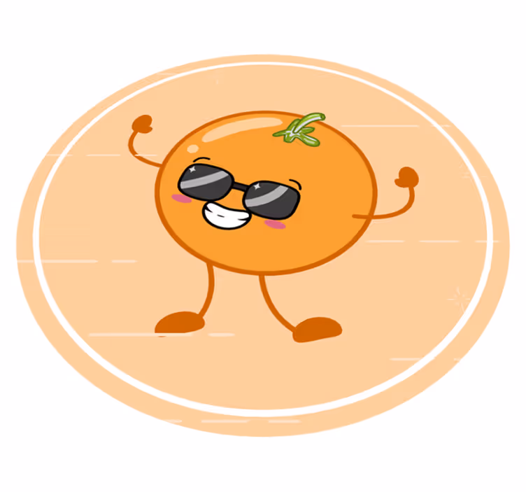 Vrolijk oranje karakter vinyl vloerkleed rond - TenStickers