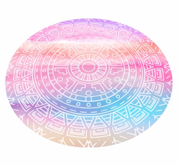 Levendig geometrisch element vinyl tapijt mandala - TenStickers