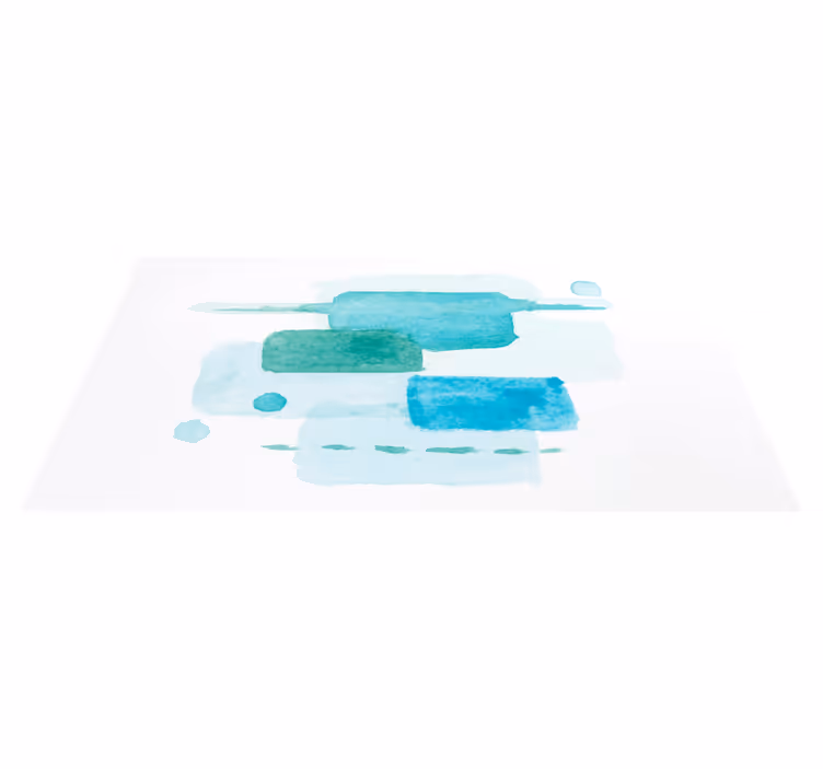 Aquatische kleurblokken vinyl tapijt woonkamer - TenStickers