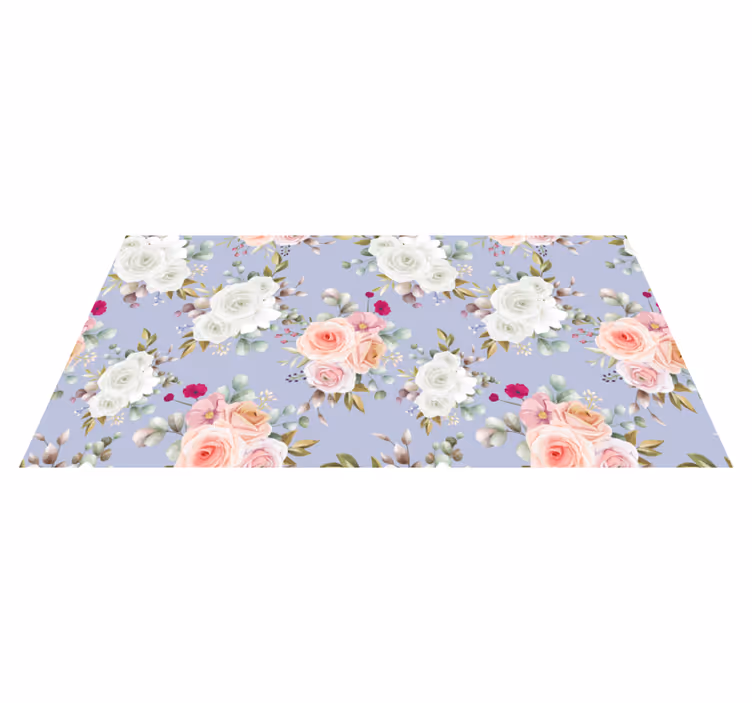 Elegante rozenpatronen vinyl tapijt bloemen en planten - TenStickers