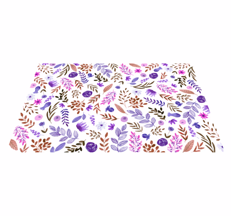 Natuurpatroon vinyl tapijt bloemen en planten - TenStickers