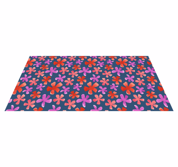 Paarse en rode patronen vinyl tapijt bloemen en planten - TenStickers