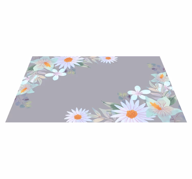 Natuurlijk randontwerp vinyl tapijt bloemen en planten - TenStickers