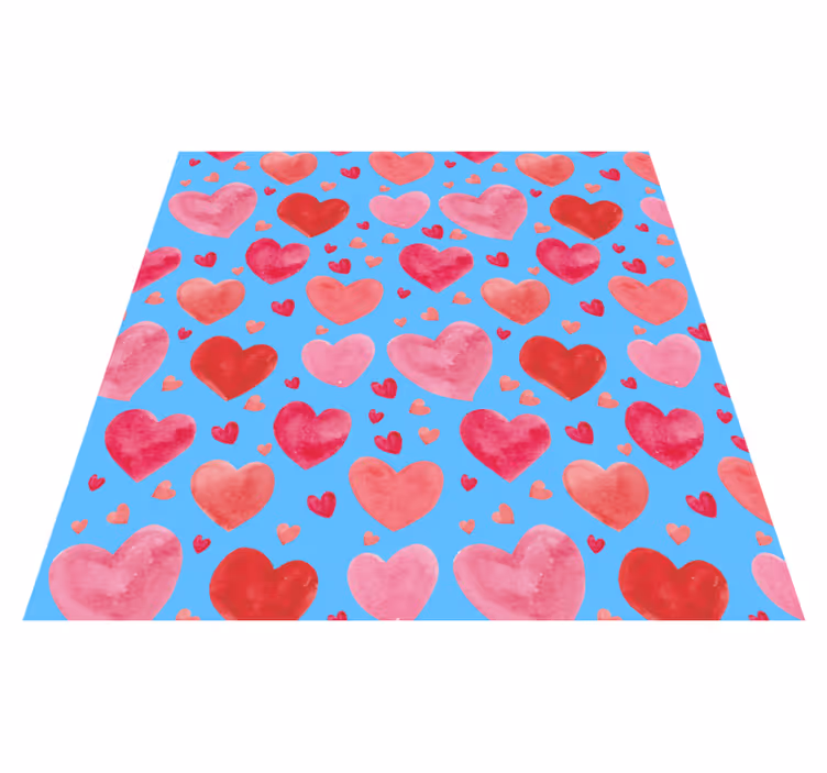 Levendig hartmotief vinyl tapijt tiener - TenStickers