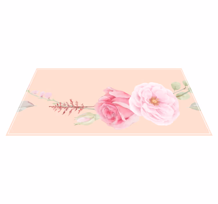 Vinyl tapijt bloemen en planten blush roze bloemen - TenStickers