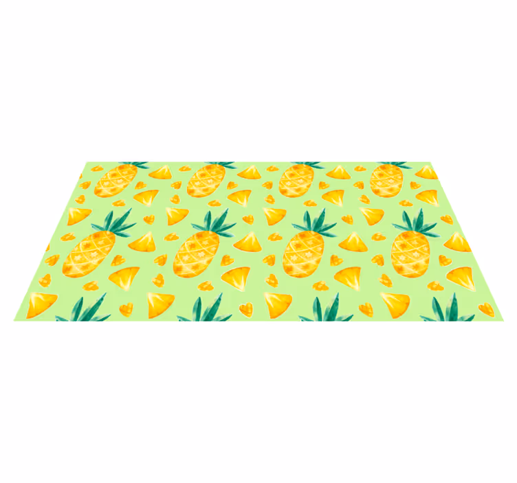 Ananasgroen motief vinyl vloerkleed keuken - TenStickers